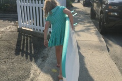 Baby girl and her board